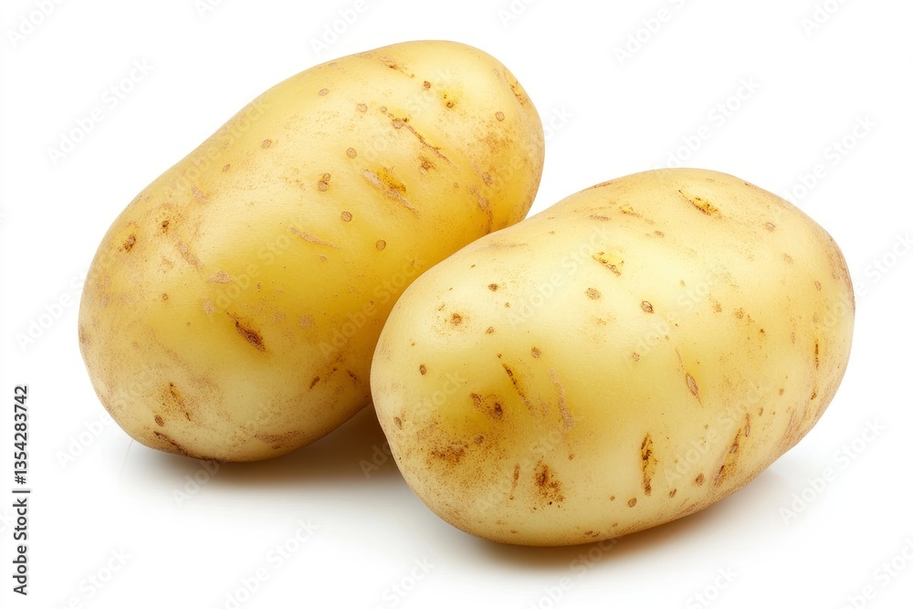 Two Whole Potatoes Isolated on White Background for Culinary Uses Two Whole Potatoes Isolated on White Background for Culinary Uses