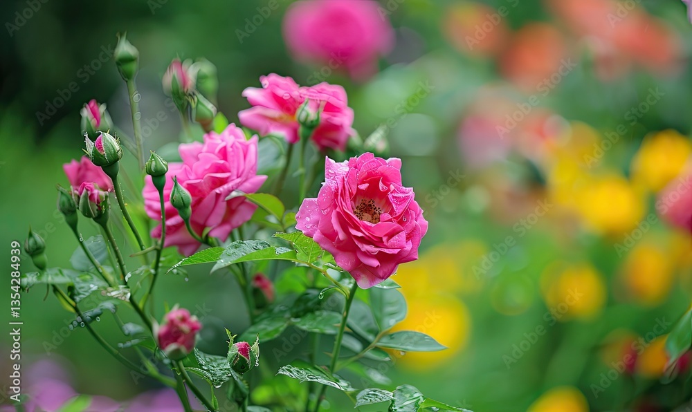 Obraz premium pink flowers in garden