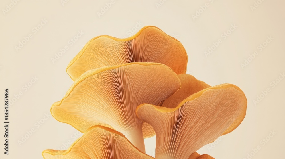 Chanterelle mushrooms isolated in a minimalist style, featuring warm golden tones and smooth textures, set on a pristine white background for simplicity. Chanterelle mushrooms isolated in a minimalist style, featuring warm golden tones and smooth textures, set on a pristine white background for simplicity.