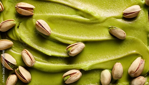 tasty pistachio texture cream as background top view