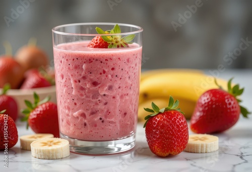 Wallpaper Mural Refreshing strawberry banana smoothie perfect healthy breakfast drink vibrant colors with bright studio light Torontodigital.ca
