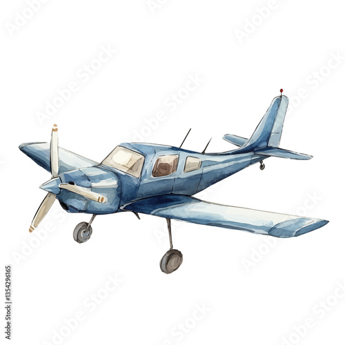 watercolor vector of A Small Aircraft, high quality, isolated on a white background.