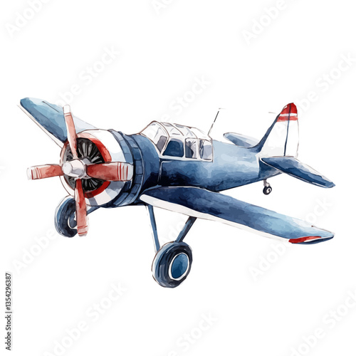 watercolor of A Small Aircraft, vector high quality, isolated on a white background.