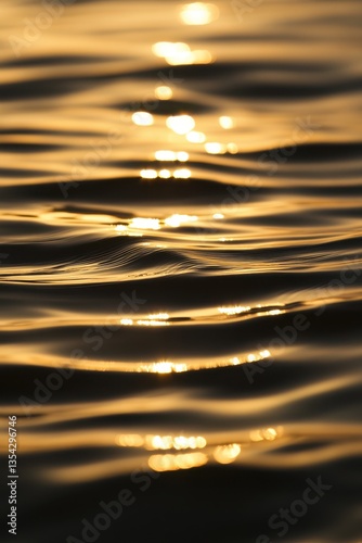Golden Sunlight Reflecting on Tranquil Water Surface at Sunset.