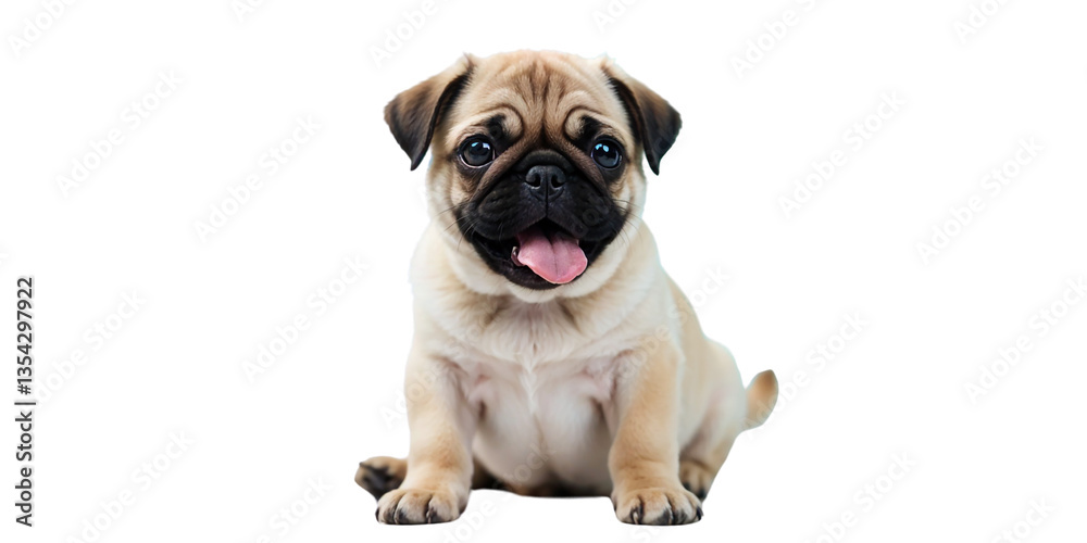 Obraz premium Adorable Companion A Playful Pug Puppy Sitting Happily