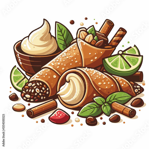 dessert, pastry, sweet, cannoli, food, chocolate, cream, italian, delicious, bakery, gourmet, italy, traditional, cannolo, background, sicily, breakfast, white, filling, creamy, sugar, baked, crust, c