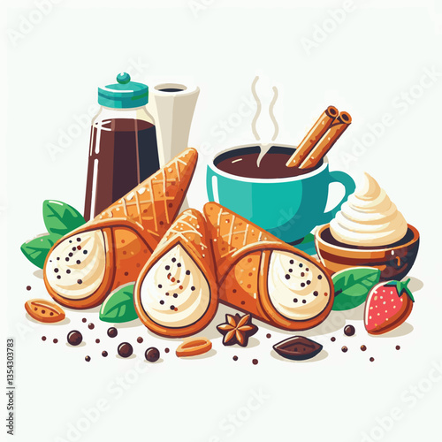 dessert, pastry, sweet, cannoli, food, chocolate, cream, italian, delicious, bakery, gourmet, italy, traditional, cannolo, background, sicily, breakfast, white, filling, creamy, sugar, baked, crust, c