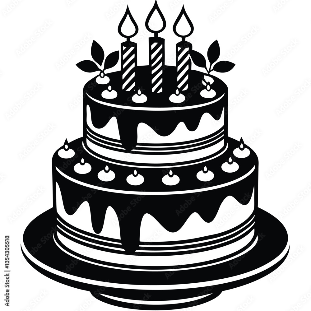 birthday cake with candles silhouette vector birthday cake with candles silhouette vector