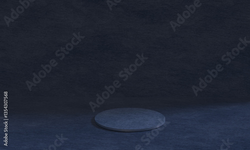 blue gradient concrete background wallpaper blank copy space empty mockup circle round stand dais shape presentation cylinder display product stage showcase blue color product marketing sale business 