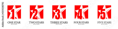 Star rating. Original sign red and white. Five star symbol or emblem. vector illustration