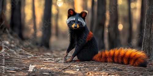 Quokka Raccoon Hybrid: A Curious Creature Sitting Peacefully in the Forest.
