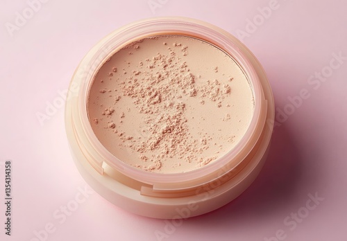 Open makeup compact with loose powder