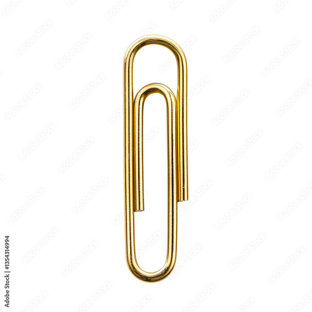 A singal Golden Paper Clip Stationery Office Supply, Isolated on transparent Background A singal Golden Paper Clip Stationery Office Supply, Isolated on transparent Background