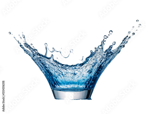 Crystal Blue Water Crown – Liquid Splash Royal Headpiece, High-Speed Photography, Aqua Jewel Aesthetic, Dynamic Fluid Sculpture, Intricate Droplet Art, Regal Hydrodynamic Formation Frozen in Time photo