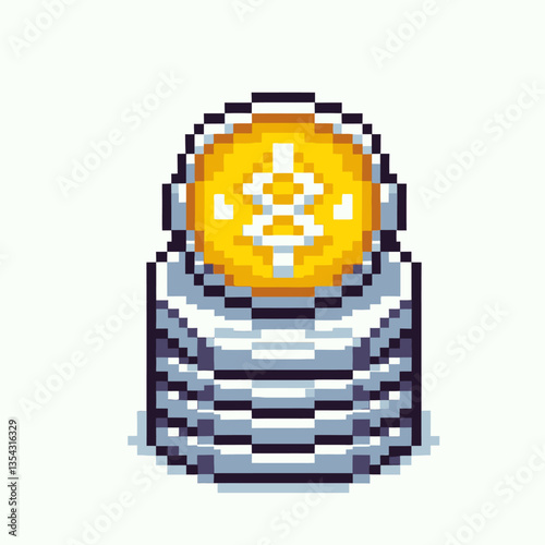 "Cryptocurrency altcoin logo in a colorful pixel illustration style, crafted in premium vector clipart format on a white background for crypto projects."