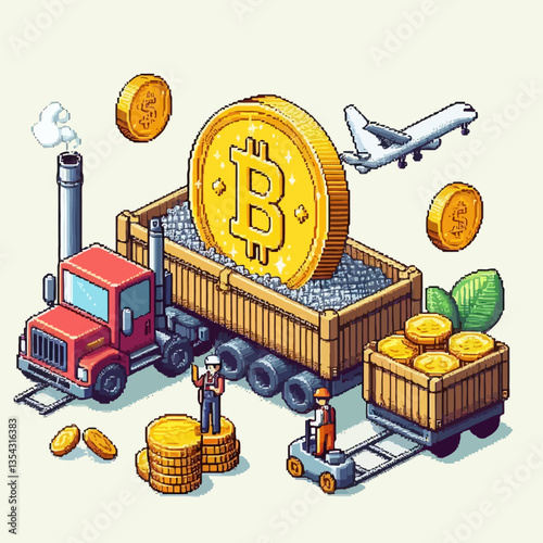 "Cryptocurrency altcoin logo in a colorful pixel illustration style, crafted in premium vector clipart format on a white background for crypto projects."