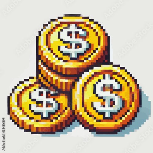 "Cryptocurrency altcoin logo in a colorful pixel illustration style, crafted in premium vector clipart format on a white background for crypto projects."