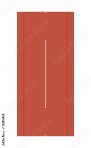 Dibujo técnico de pista de tenis de tierra batida. Planta