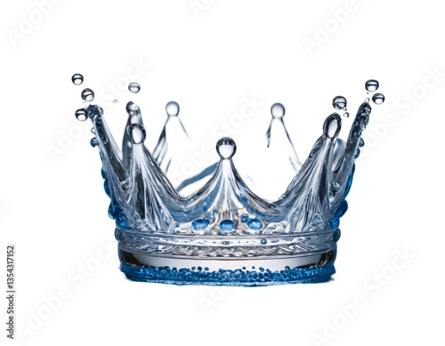 Crystal Blue Water Crown – Liquid Splash Royal Headpiece, High-Speed Photography, Aqua Jewel Aesthetic, Dynamic Fluid Sculpture, Intricate Droplet Art, Regal Hydrodynamic Formation Frozen in Time photo