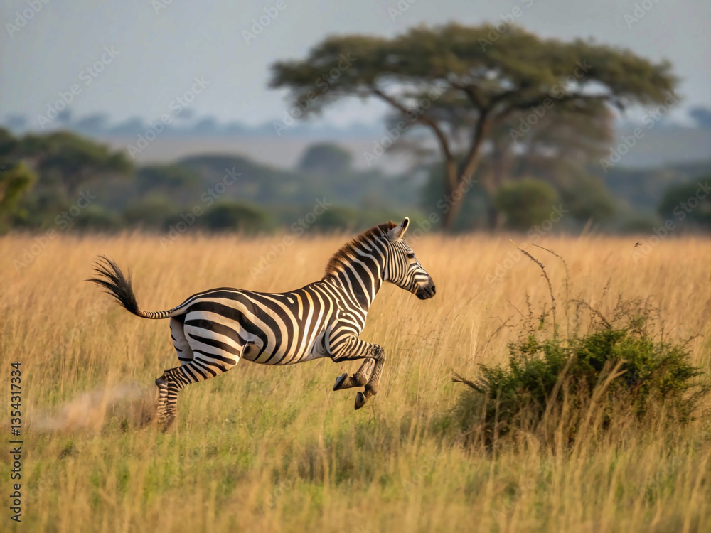 Obraz premium Zebra running and jumping
