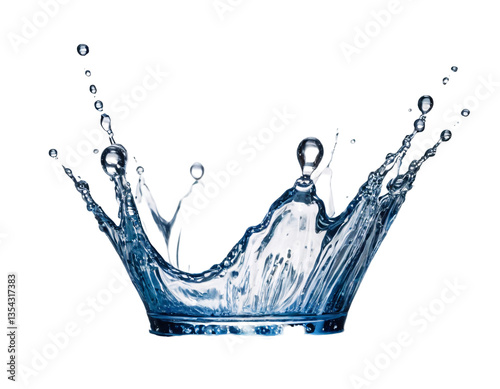 Crystal Blue Water Crown – Liquid Splash Royal Headpiece, High-Speed Photography, Aqua Jewel Aesthetic, Dynamic Fluid Sculpture, Intricate Droplet Art, Regal Hydrodynamic Formation Frozen in Time photo