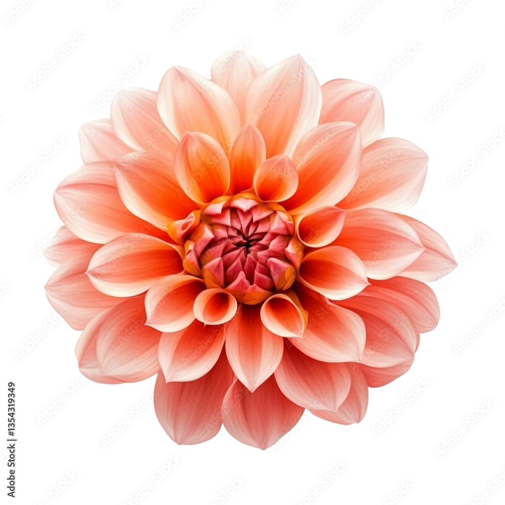 Fototapeta premium Peach Dahlia Flower Blossom Closeup Nature Beauty