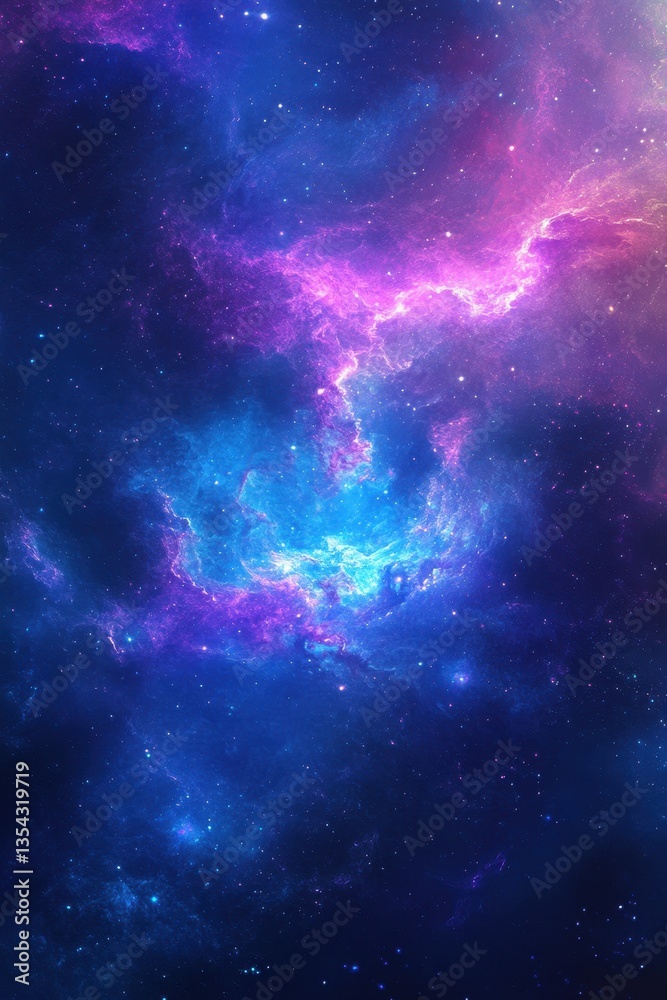 Fototapeta premium Celestial Symphony: A captivating tapestry of nebulae and cosmic dust, with a stunning display of vibrant hues, painting an evocative panorama.