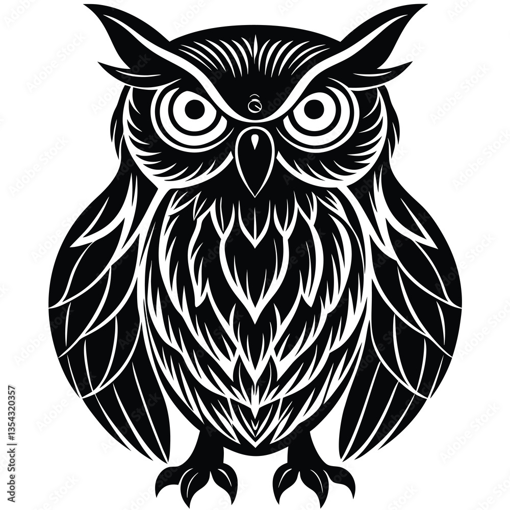 Fototapeta premium owl silhouette on white background
