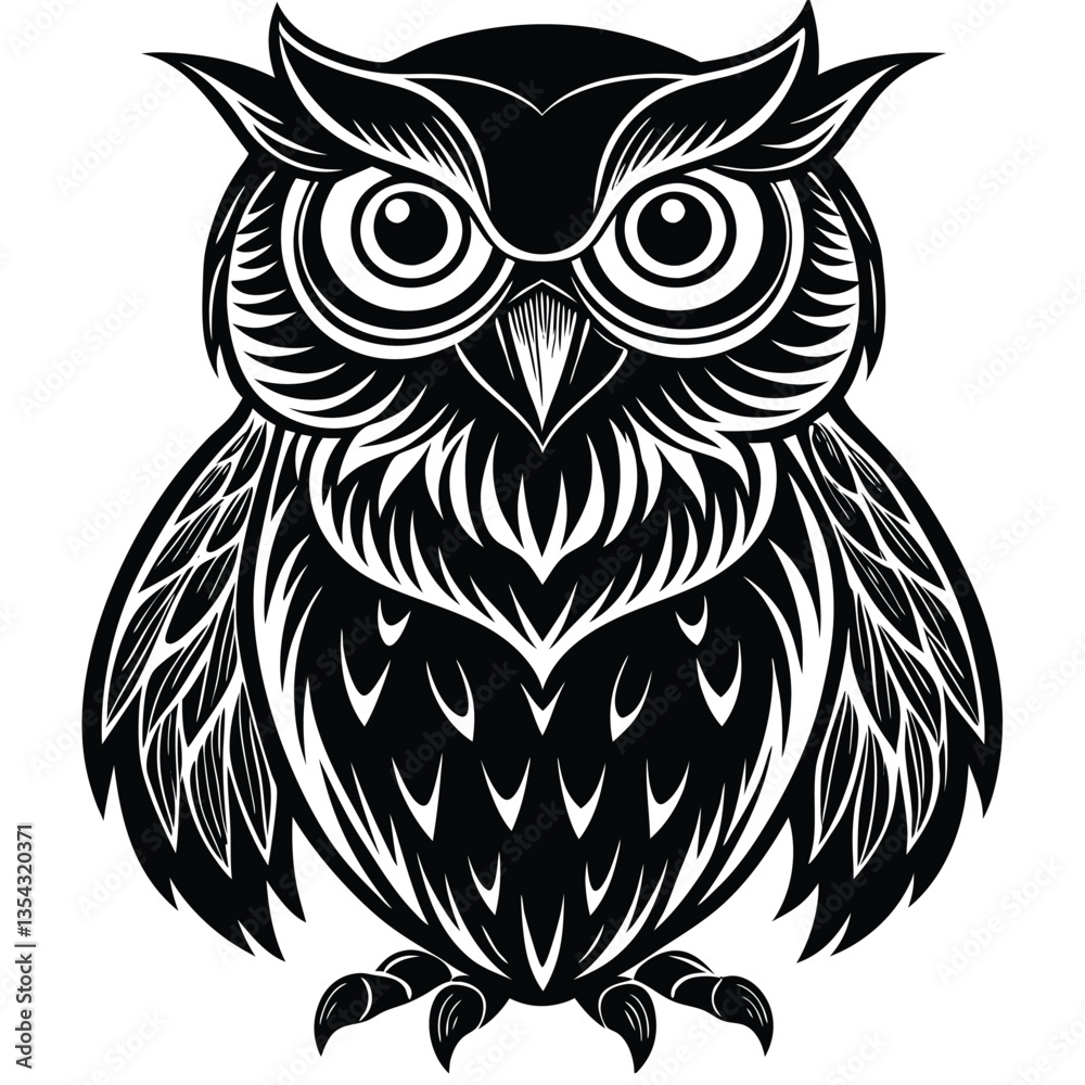 Fototapeta premium owl silhouette on white background
