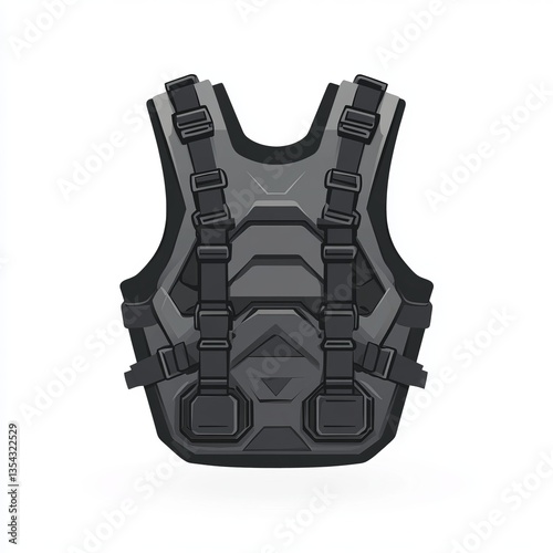 Flat design of a body armor vest, reinforced protective structure with adjustable straps