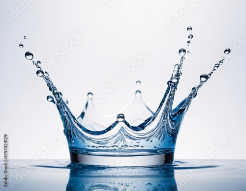 Crystal Blue Water Crown – Liquid Splash Royal Headpiece, High-Speed Photography, Aqua Jewel Aesthetic, Dynamic Fluid Sculpture, Intricate Droplet Art, Regal Hydrodynamic Formation Frozen in Time photo