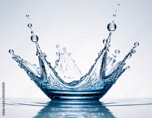 Crystal Blue Water Crown – Liquid Splash Royal Headpiece, High-Speed Photography, Aqua Jewel Aesthetic, Dynamic Fluid Sculpture, Intricate Droplet Art, Regal Hydrodynamic Formation Frozen in Time