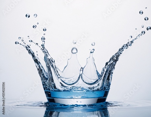 Crystal Blue Water Crown – Liquid Splash Royal Headpiece, High-Speed Photography, Aqua Jewel Aesthetic, Dynamic Fluid Sculpture, Intricate Droplet Art, Regal Hydrodynamic Formation Frozen in Time