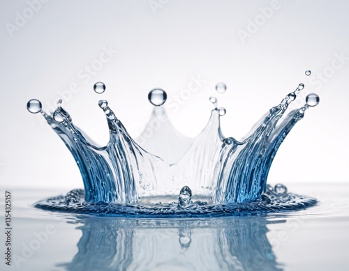 Crystal Blue Water Crown – Liquid Splash Royal Headpiece, High-Speed Photography, Aqua Jewel Aesthetic, Dynamic Fluid Sculpture, Intricate Droplet Art, Regal Hydrodynamic Formation Frozen in Time