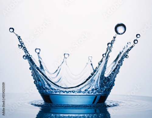Crystal Blue Water Crown – Liquid Splash Royal Headpiece, High-Speed Photography, Aqua Jewel Aesthetic, Dynamic Fluid Sculpture, Intricate Droplet Art, Regal Hydrodynamic Formation Frozen in Time
