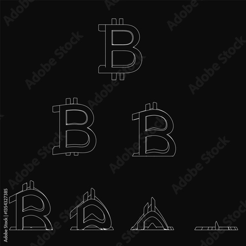 A series of black and white drawings of the letter B. The drawings are all different, but they all share the same basic shape. The mood of the images is somewhat abstract and artistic