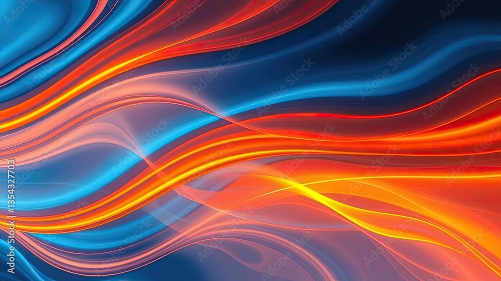 Fototapeta premium Abstract Swirling Orange Blue Lines Energy Motion Background