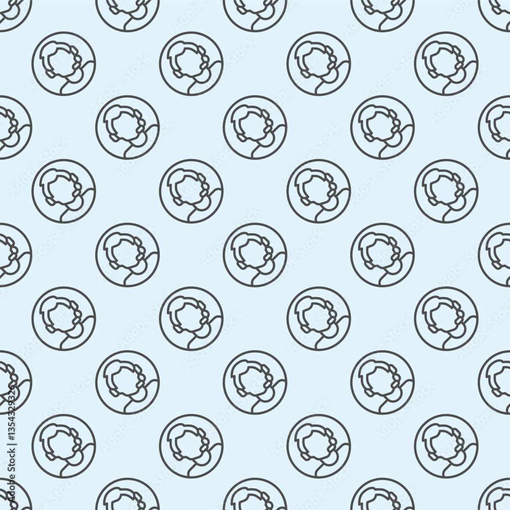 Consultant man with microphone headset line seamless pattern, remote work theme. Vector graphics. Support assistant guy sign with background, repeat line icon. Consultant man with microphone headset line seamless pattern, remote work theme. Vector graphics. Support assistant guy sign with background, repeat line icon.