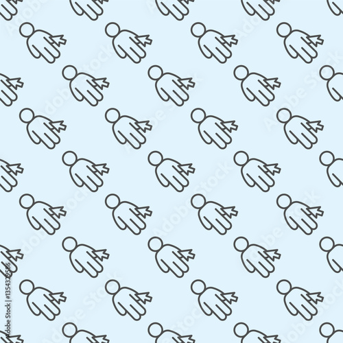 Human and mouse cursor line seamless pattern, remote work theme. Vector graphics. Man, person with mouse pointer sign with background, repeat line icon.