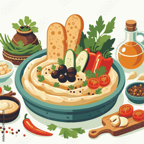 food, eggplant, cuisine, arabic, traditional, appetizer, vegetarian, dip, hummus, babaganoush, turkish, lebanese, vegetable, mediterranean, ganoush, parsley, healthy, snack, arabian, greek, baba, back