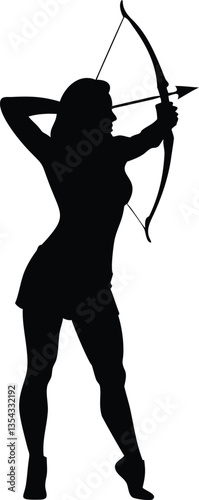 silhouette of the movements and body shape of an archer