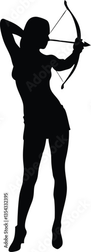 silhouette of the movements and body shape of an archer