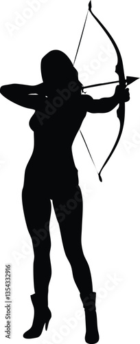 silhouette of the movements and body shape of an archer