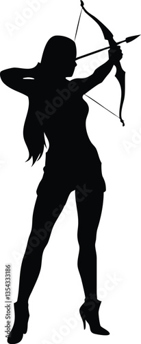 silhouette of the movements and body shape of an archer
