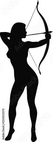 silhouette of the movements and body shape of an archer