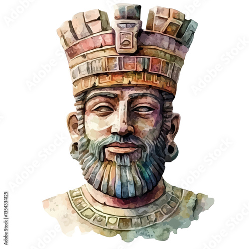 Aksumite Empire, watercolor vector, isolated on a white background.