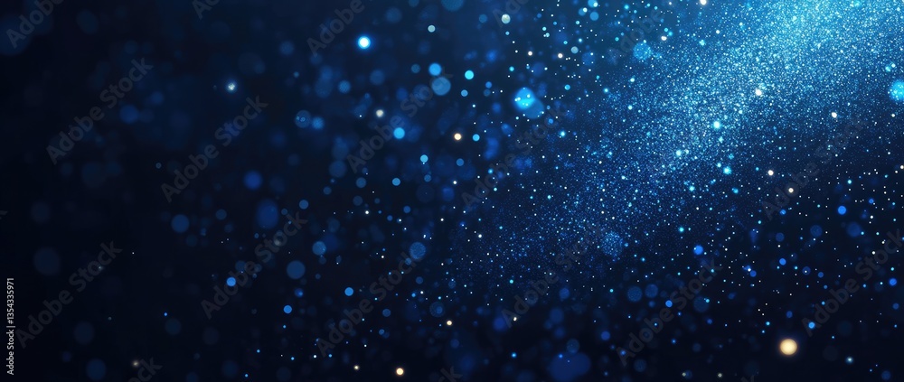 Fototapeta premium Abstract Blue Background with Glowing Particles and Dots, Dark Background, Technology Concept Banner for Digital Data Science or Artificial Intelligence Design, Copy Space