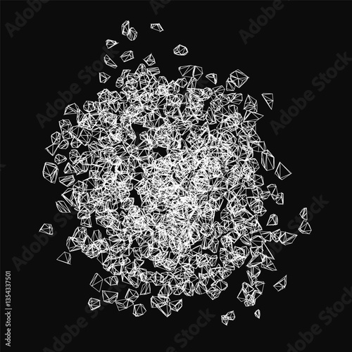 A pile of broken glass with a heart shape in the middle. The heart is surrounded by the broken glass, which is scattered all over the image. Scene is one of destruction and chaos