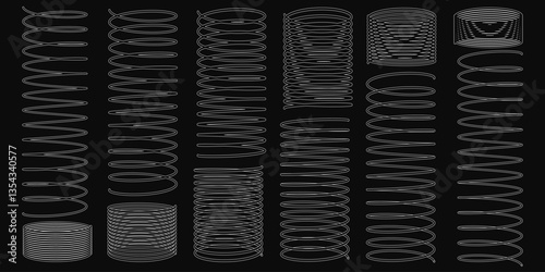 A series of black and white images of springs. The images are all different sizes and shapes, but they all have a similar look to them. The mood of the images is somewhat abstract and surreal