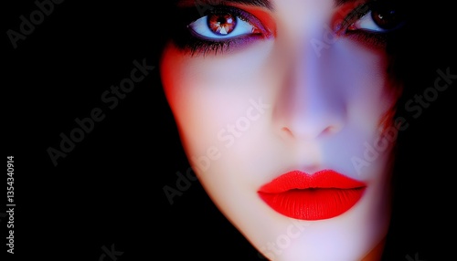Woman's Dramatic Close-up Portrait.